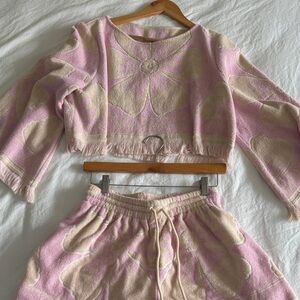 Zimmermann Pink and Cream Terry Cloth Ensemble Set